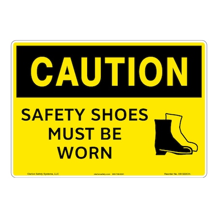 OSHA Compliant Caution/Safety Shoes Safety Signs Outdoor Weather Tuff Aluminum (S4) 10 X 7